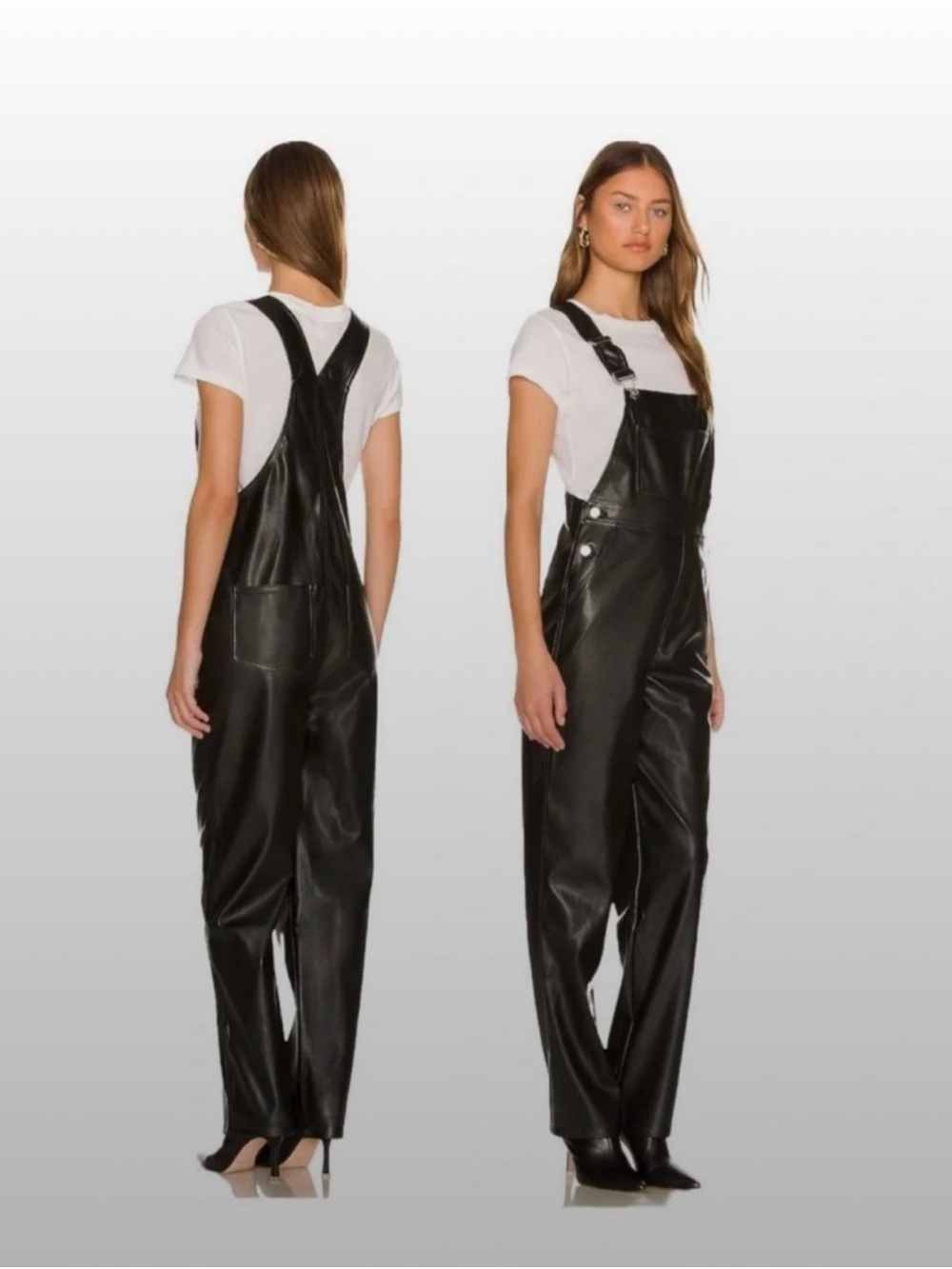 WeWoreWhat Black Faux Leather Women's Overalls